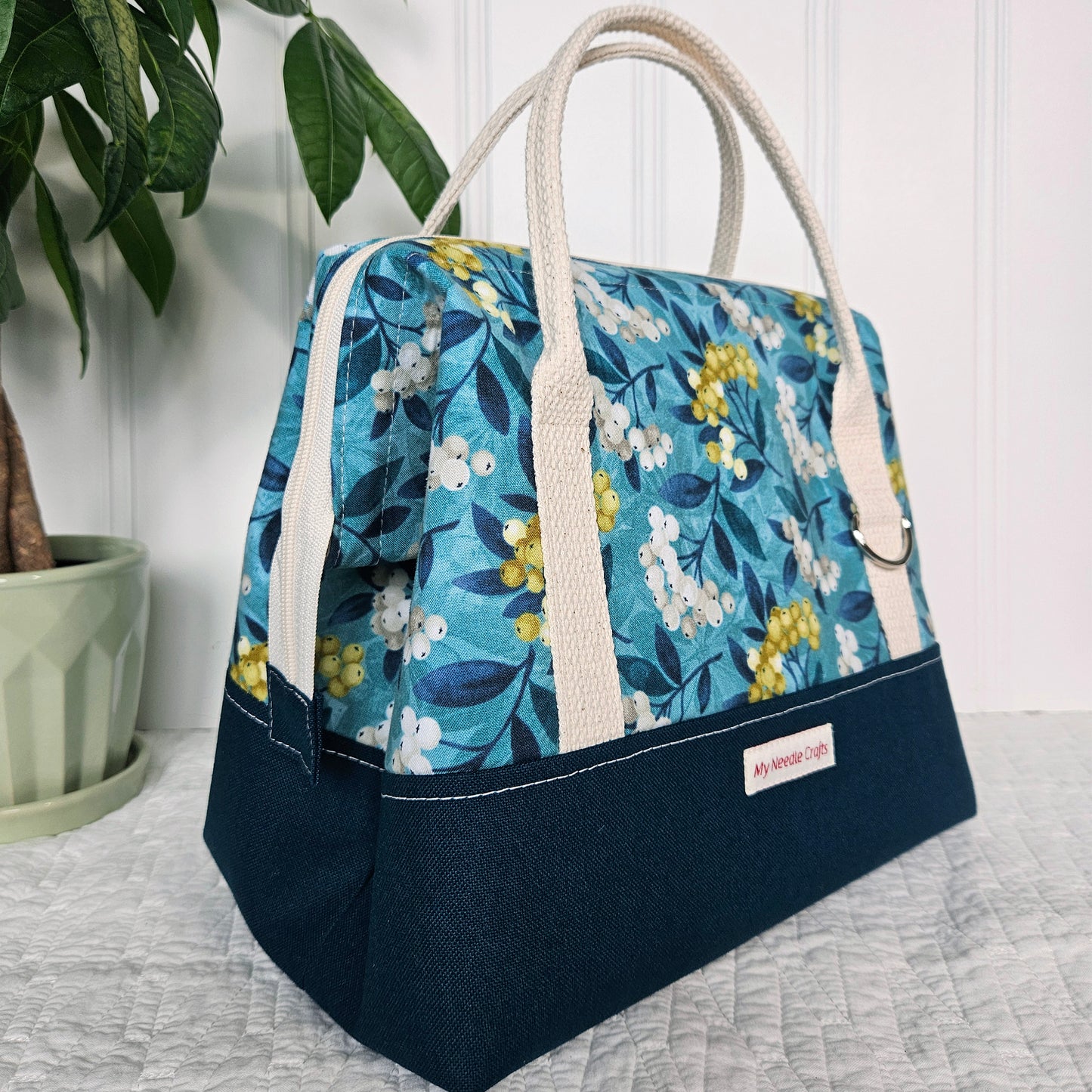 Knit Night Project Bag in Berry Sprigs Print