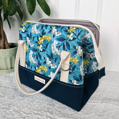 Knit Night Project Bag in Berry Sprigs Print