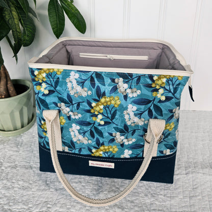 Knit Night Project Bag in Berry Sprigs Print
