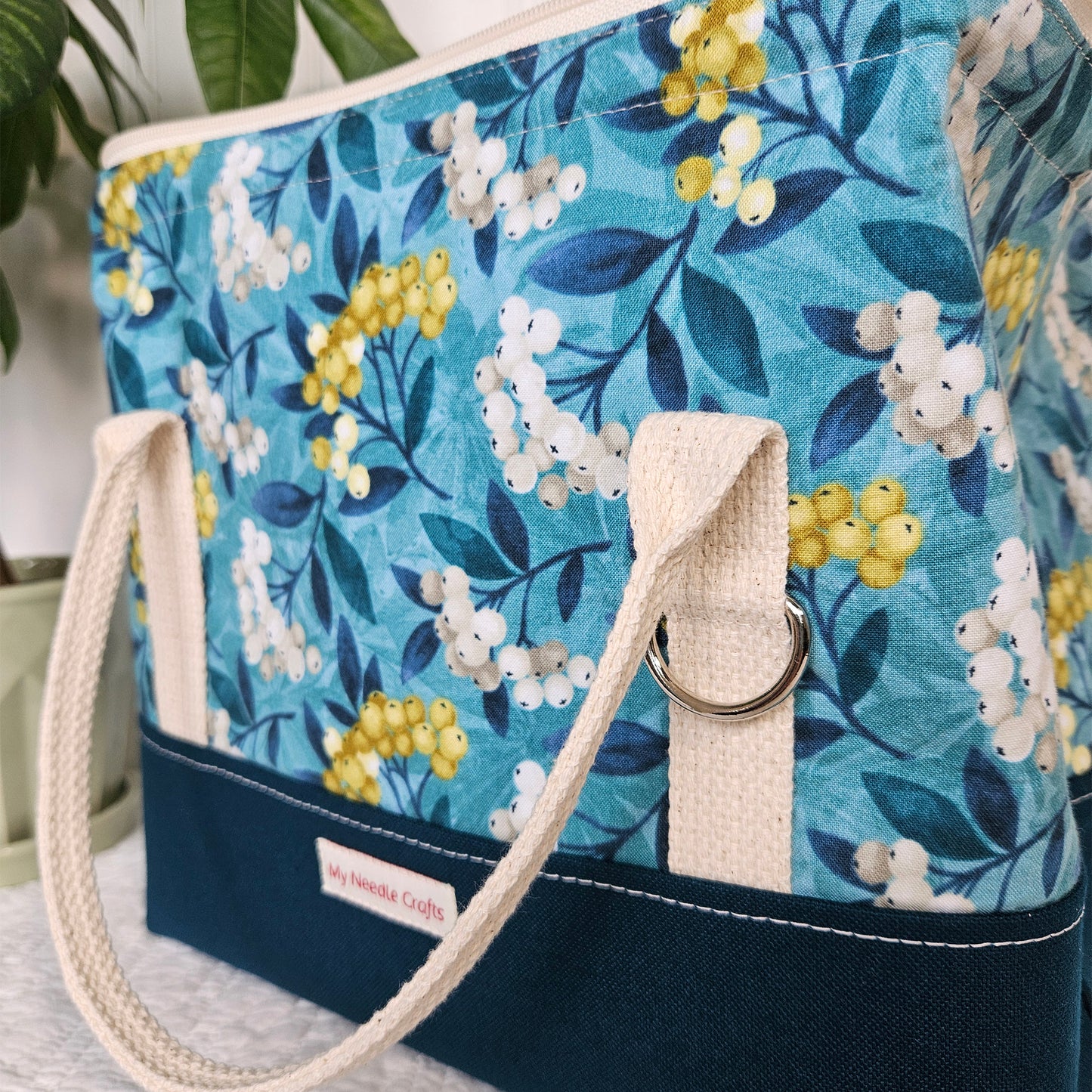 Knit Night Project Bag in Berry Sprigs Print