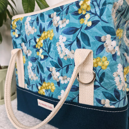 Knit Night Project Bag in Berry Sprigs Print
