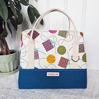 Knit Night Project Bag in Knitted Swatches Print