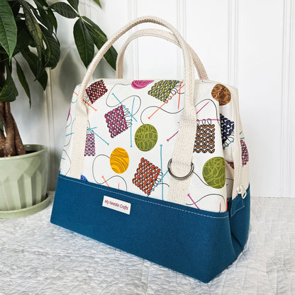 Knit Night Project Bag in Knitted Swatches Print