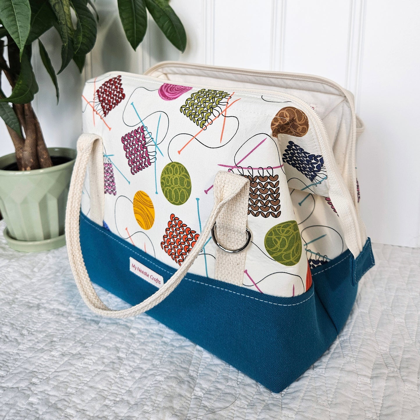 Knit Night Project Bag in Knitted Swatches Print