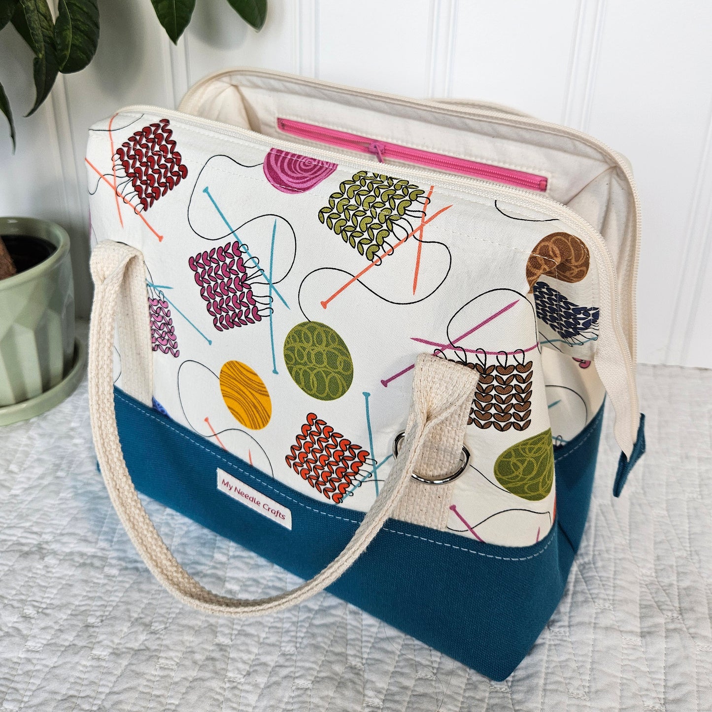 Knit Night Project Bag in Knitted Swatches Print