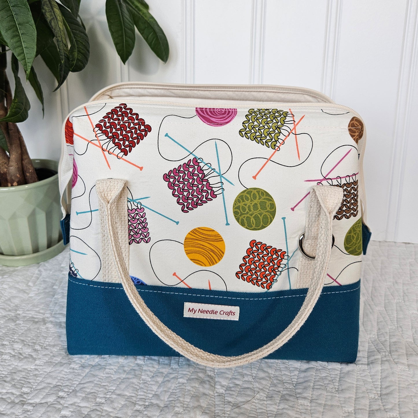 Knit Night Project Bag in Knitted Swatches Print