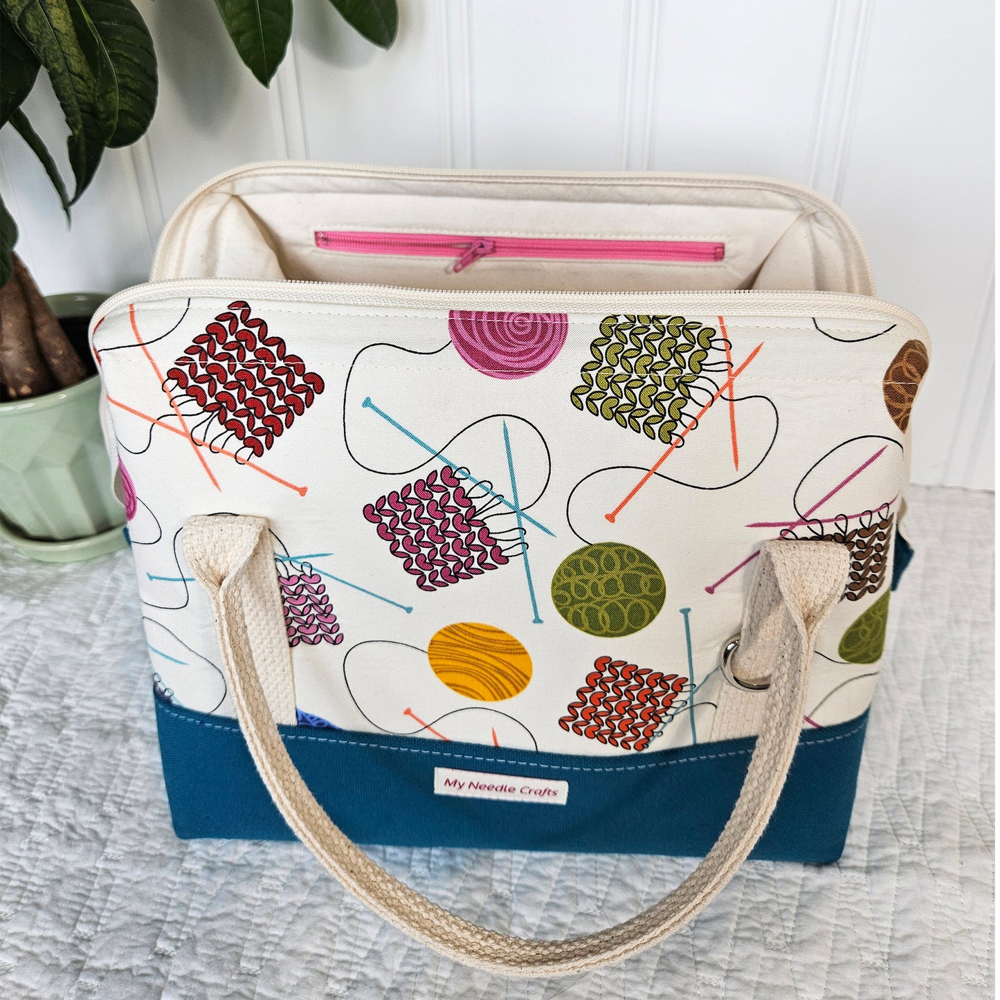 Knit Night Project Bag in Knitted Swatches Print