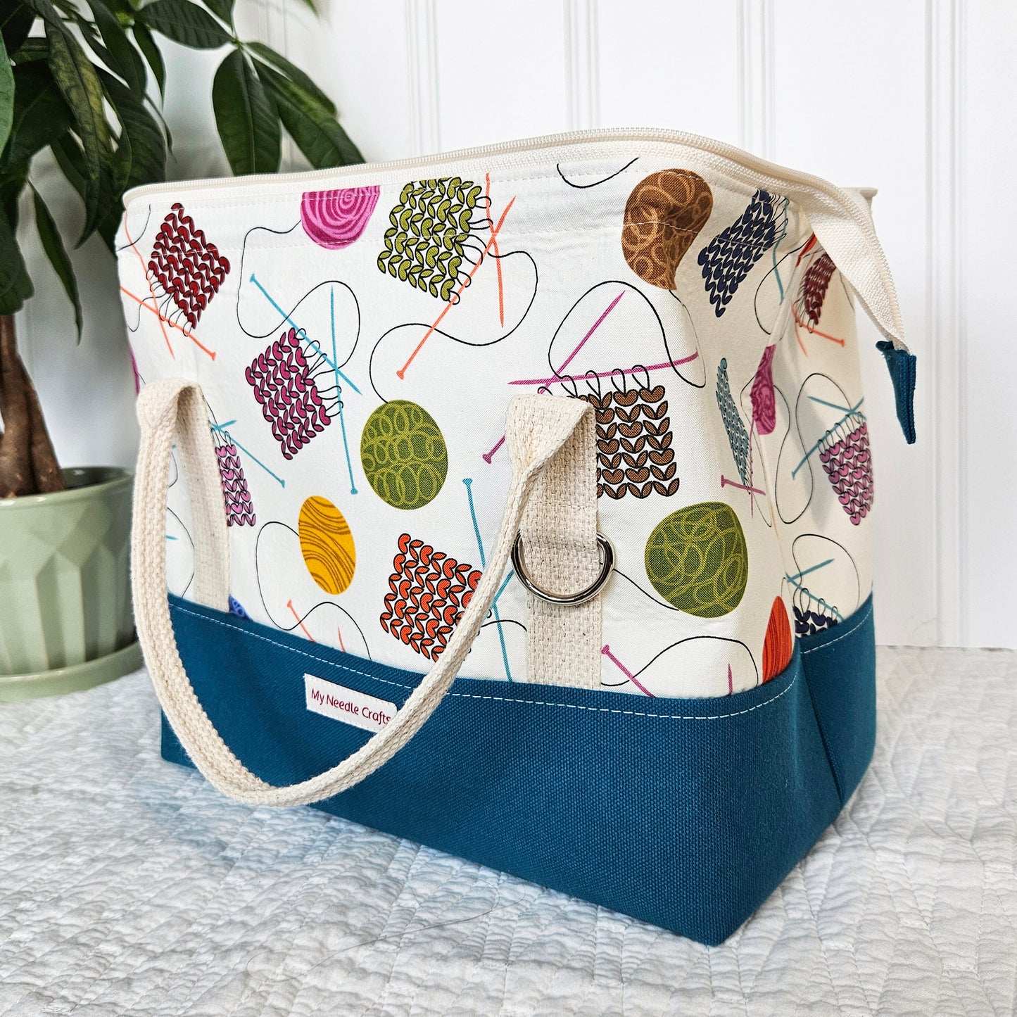 Knit Night Project Bag in Knitted Swatches Print