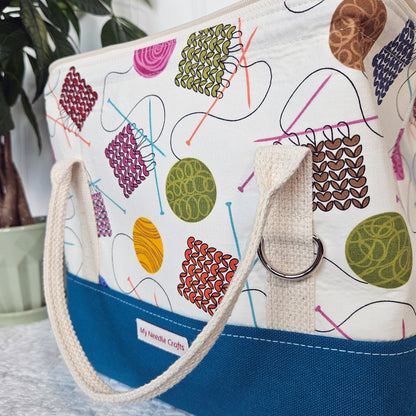 Knit Night Project Bag in Knitted Swatches Print