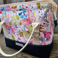 Watercolor Butterfly print and Denim Knit Night Bag