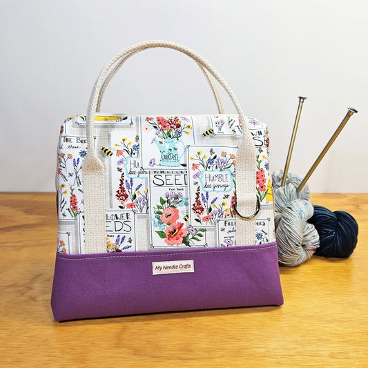 Floral Seed Packet print Knit Night Bag