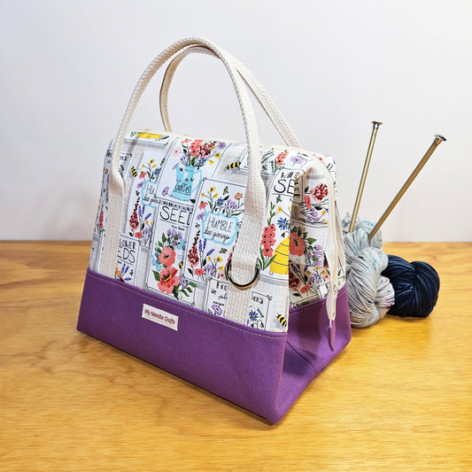 Floral Seed Packet print Knit Night Bag