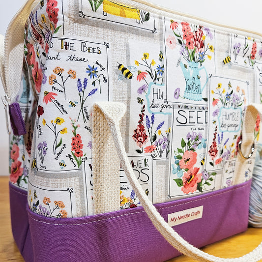 Floral Seed Packet print Knit Night Bag