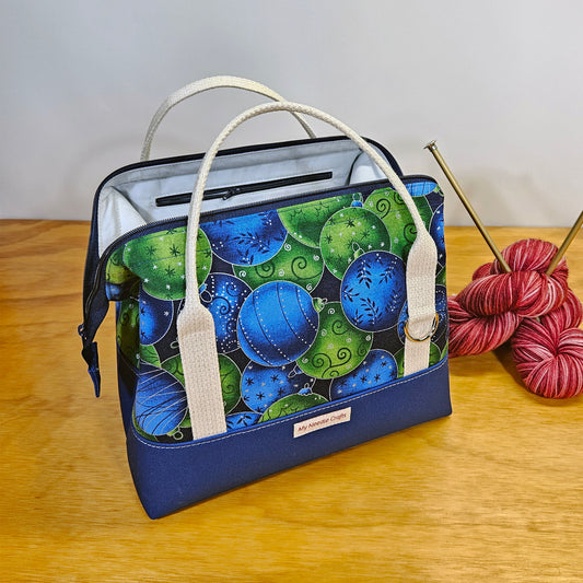 Holiday Balls print Knit Night Bag