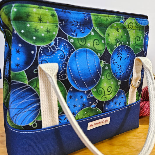 Holiday Balls print Knit Night Bag