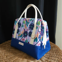 Navy Flowers print Knit Night Bag