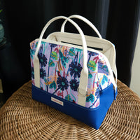 Navy Flowers print Knit Night Bag