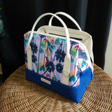 Navy Flowers print Knit Night Bag