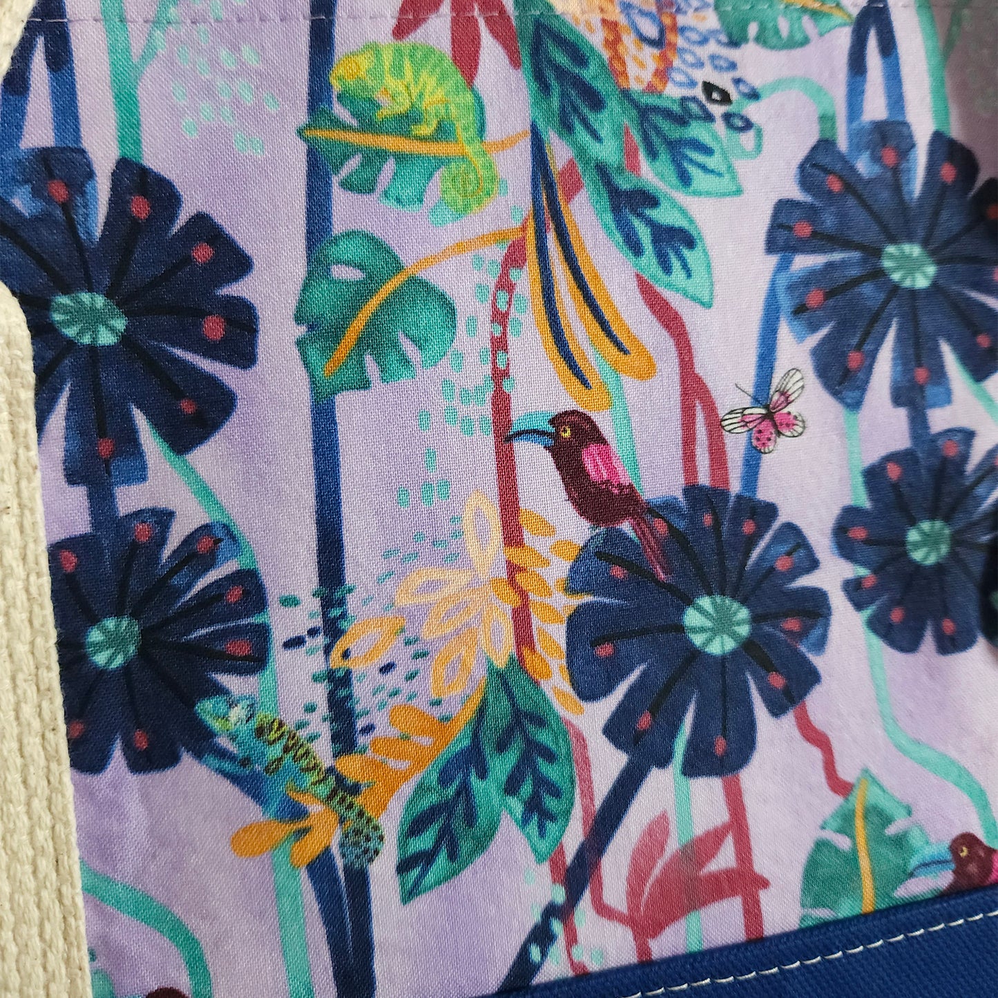 Navy Flowers print Knit Night Project Bag