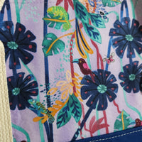Navy Flowers print Knit Night Bag