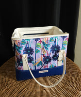 Navy Flowers print Knit Night Bag
