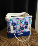 Navy Flowers print Knit Night Bag
