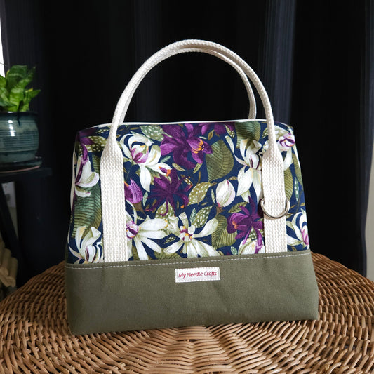 Orchid Print Knit Night Bag