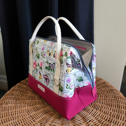Flowers and Butterfly Stamps print Knit Night Project Bag