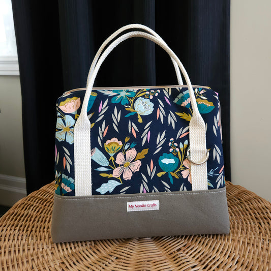 Knit Night Project Bag with Modern Floral Print