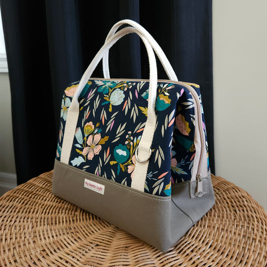 Knit Night Project Bag with Modern Floral Print