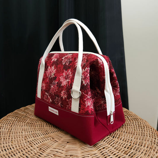Red Maple Leaf Knit Night Project Bag
