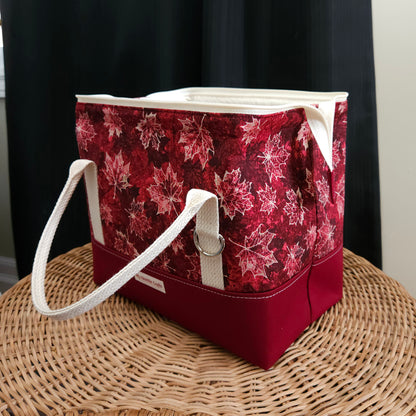 Red Maple Leaf Knit Night Project Bag