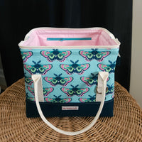 Teal and Pink Moth Print Knit Night Bag