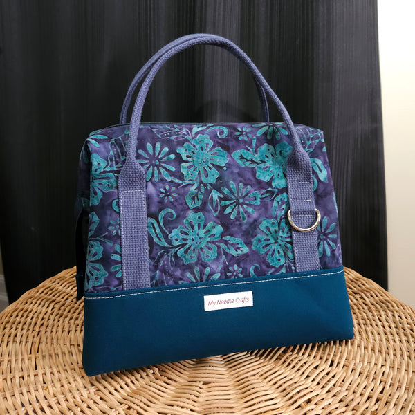 Purple and Teal Batik Floral Knit Night Bag