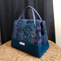Purple and Teal Batik Floral Knit Night Bag