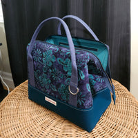 Purple and Teal Batik Floral Knit Night Bag