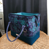 Purple and Teal Batik Floral Knit Night Bag