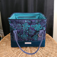 Purple and Teal Batik Floral Knit Night Bag