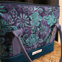 Purple and Teal Batik Floral Knit Night Bag