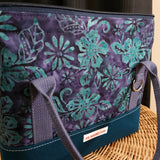 Purple and Teal Batik Floral Knit Night Bag