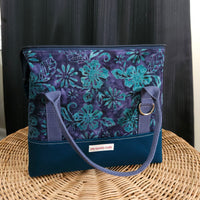 Purple and Teal Batik Floral Knit Night Bag