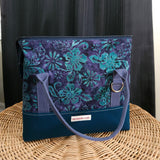 Purple and Teal Batik Floral Knit Night Bag