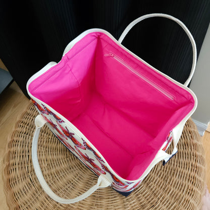 Orange and Pink Moth Print Knit Night Project Bag