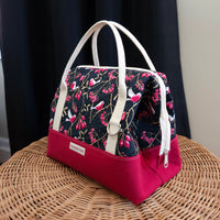 Birds and Berries print Knit Night Bag