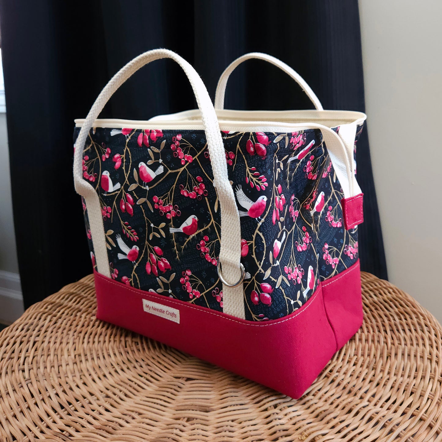 Birds and Berries print Knit Night Project Bag