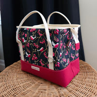 Birds and Berries print Knit Night Bag