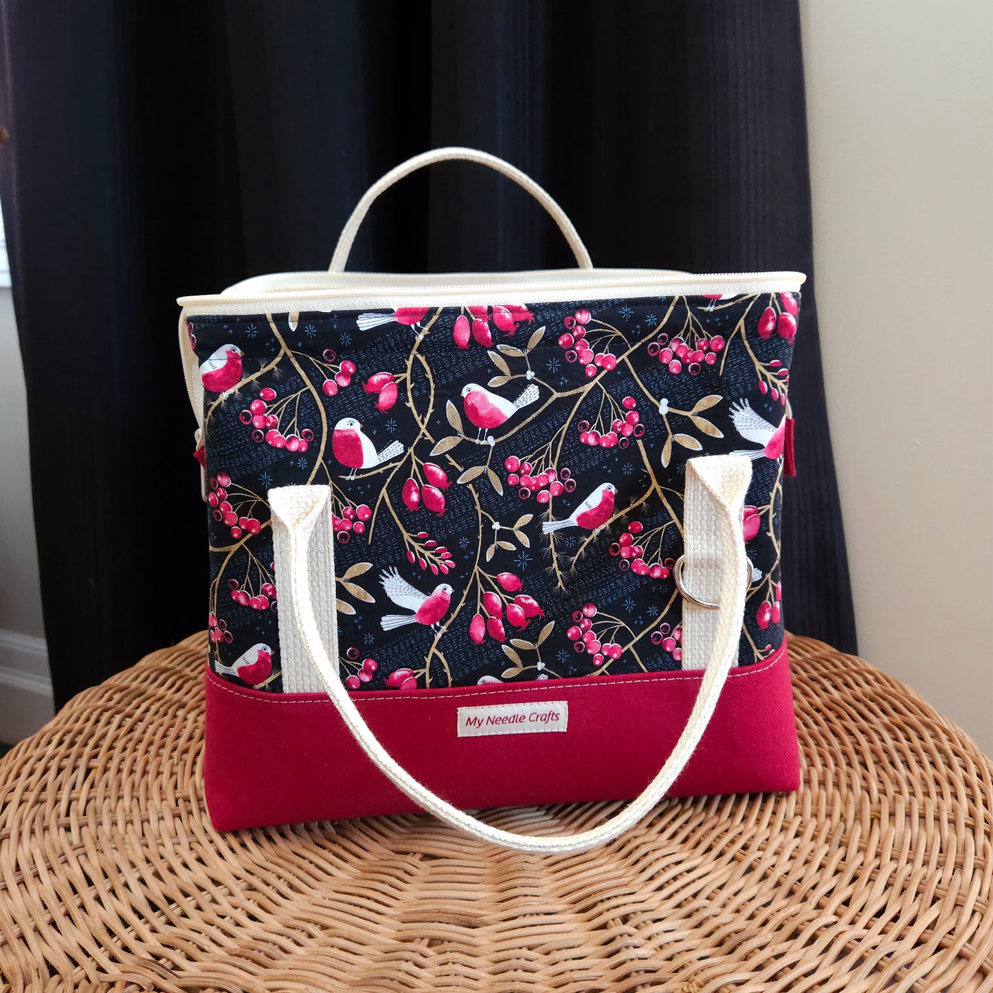 Birds and Berries print Knit Night Project Bag