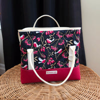 Birds and Berries print Knit Night Bag