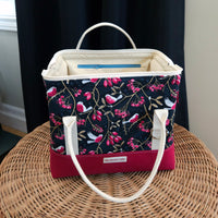 Birds and Berries print Knit Night Bag