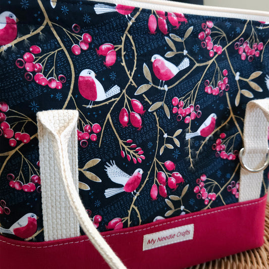 Birds and Berries print Knit Night Project Bag
